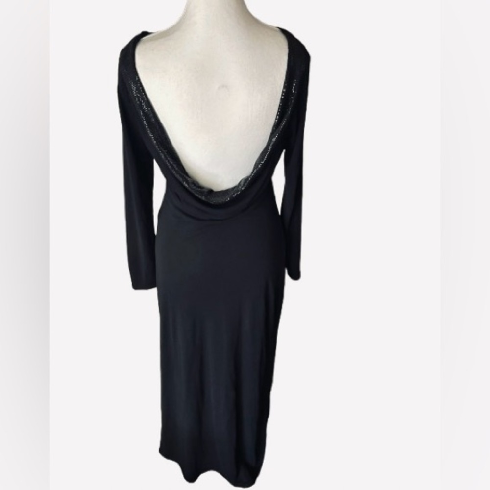 Sandro Paris Draped Black Dress Designer Maxi Midi Evening Long Open Back 8 10 - Picture 13 of 15